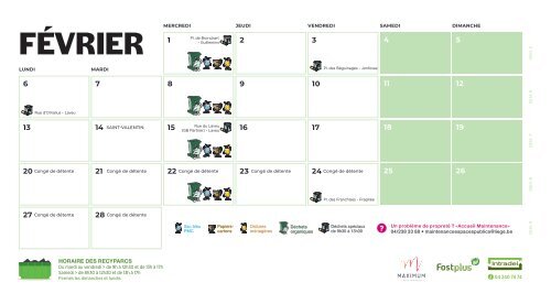 Calendrier Intradel 2023 des collectes des déchets du mercredi de janvier à juin