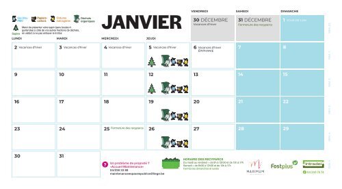 Calendrier Intradel 2023 des collectes des déchets du jeudi de janvier à juin