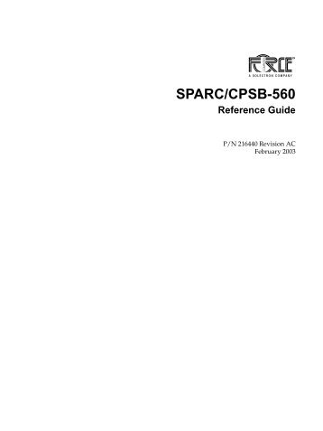 SPARC-CPSB-560 Reference Guide - Emerson Network Power