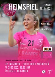Hallenheft 30.12.2022 TUSSIES Metzingen - Sport-Union Neckarsulm