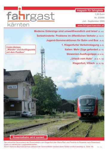 magazin für fahrgäste Rosentalbahn wird saniert ... - Fahrgast Kärnten
