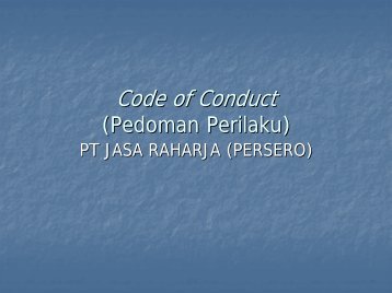 code of conduct (pedoman perilaku) - PT. Jasa Raharja
