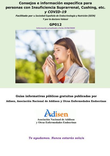 GP012 Consejos e información específica para personas con Insuficiencia Suprarrenal, Cushing, etc. y COVID-19 