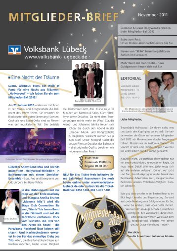 Mitgliederbrief Ausgabe Dezember 2011 - Volksbank Lübeck eG