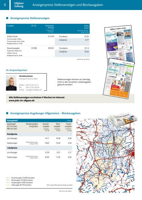 Mediadaten 2024 für die Allgäuer Zeitung mit den Heimatzeitungen