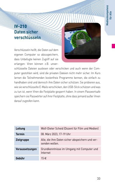 VERANSTALTUNGSPROGRAMM DES MKZ DER LMS 23/1