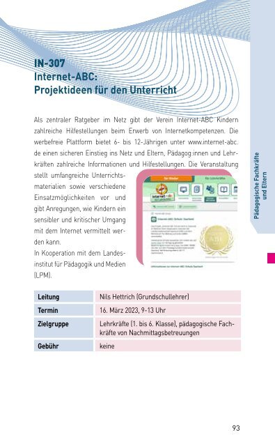 VERANSTALTUNGSPROGRAMM DES MKZ DER LMS 23/1