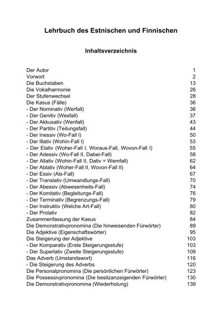 Lehrbuch des Estnischen und Finnischen