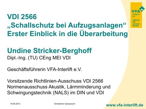 VDI 2566 „Schallschutz bei Aufzugsanlagen ... - Henning GmbH