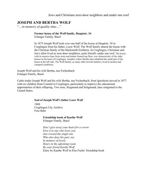 Joseph And Bertha Wolf
