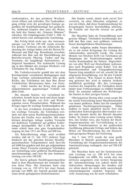 Telefunken-Zeitung Nr.17 "Nauen-Nummer" 3.Jahrgang August 1919 ...