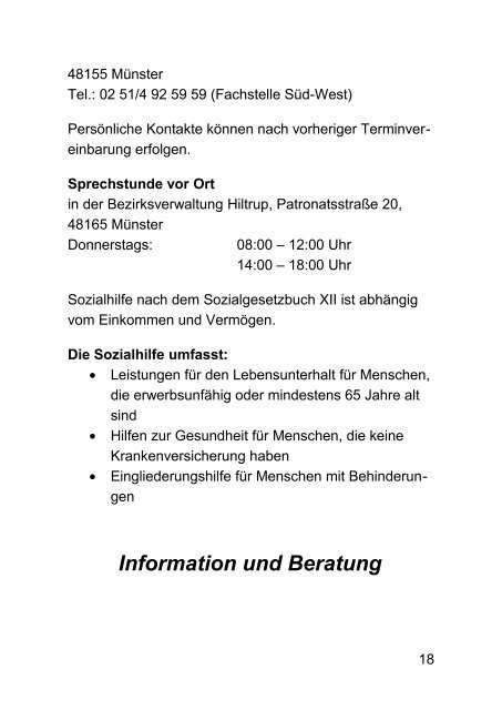 Information und Beratung - Hiltrup