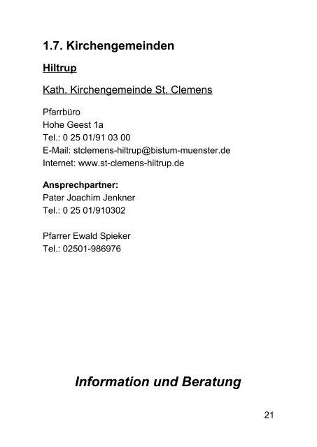 Information und Beratung - Hiltrup