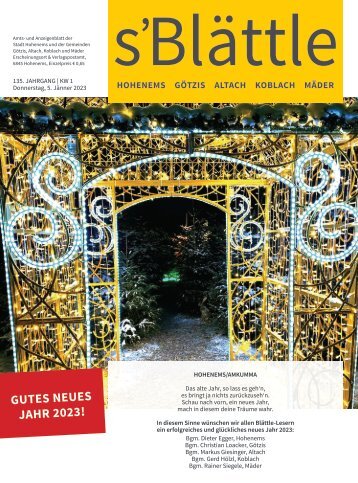 s'Blättle Nr. 01 - Do, 5. Jänner 2023