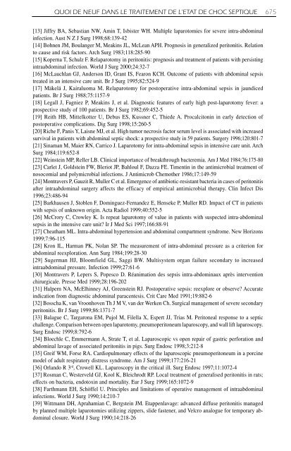 LAPAROTOMIE POUR SEPSIS INTRA-ABDOMINAL - Mapar