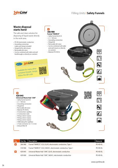 SymLine Chemical Waste Systems Catalogue