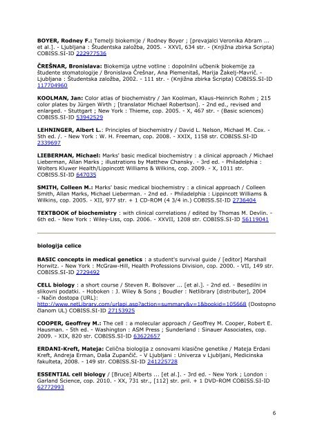 Katalog učbenikov 2010 / 2011 - Medicinska fakulteta - Univerza v ...
