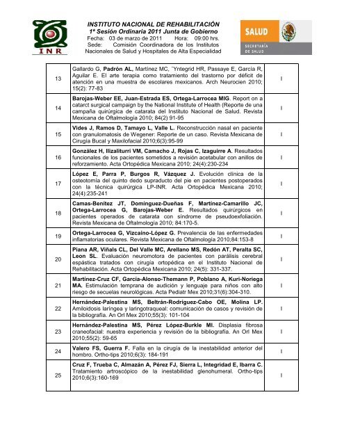 informe de autoevaluación 2010 - Instituto Nacional de Rehabilitación