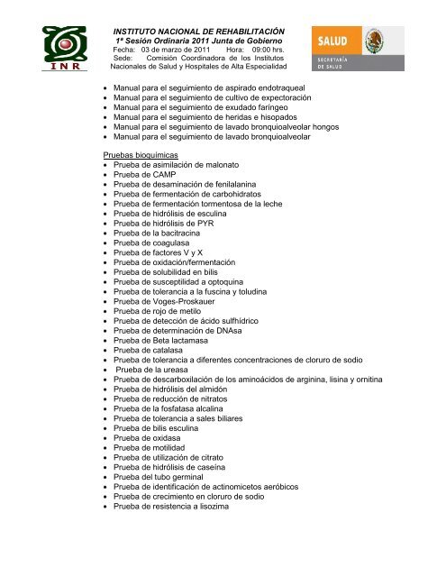 informe de autoevaluación 2010 - Instituto Nacional de Rehabilitación