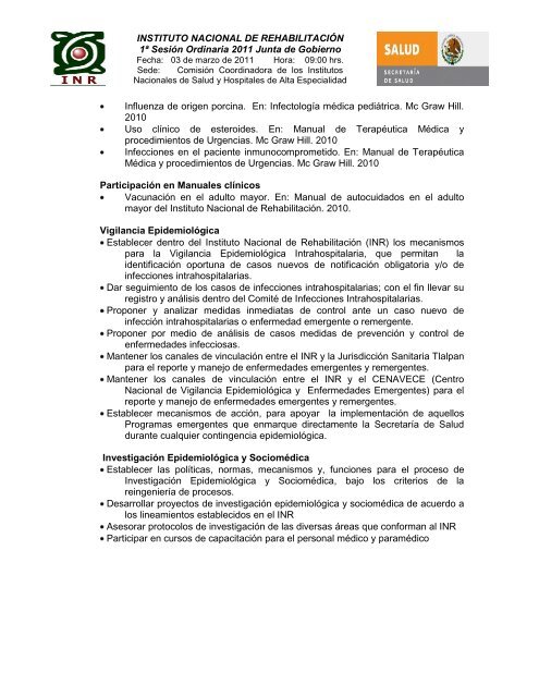 informe de autoevaluación 2010 - Instituto Nacional de Rehabilitación