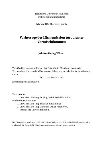 Johann Georg Wäsle - Lehrstuhl für Thermodynamik - TUM
