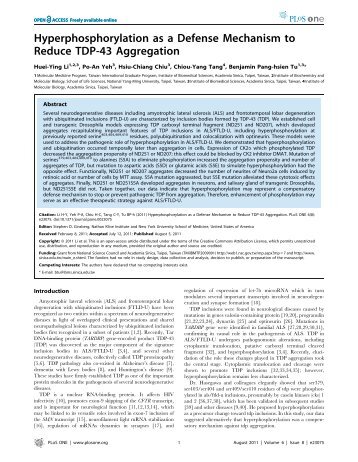 Hyperphosphorylation as a Defense Mechanism to Reduce TDP-43 ...