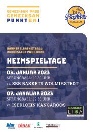 Heimspielheft Doppelausgabe EN Baskets vs SBB Wolmirstedt und Derby gegen Iserlohn Kangaroos
