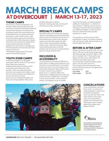 Dovercourt March Break 2023 flyer