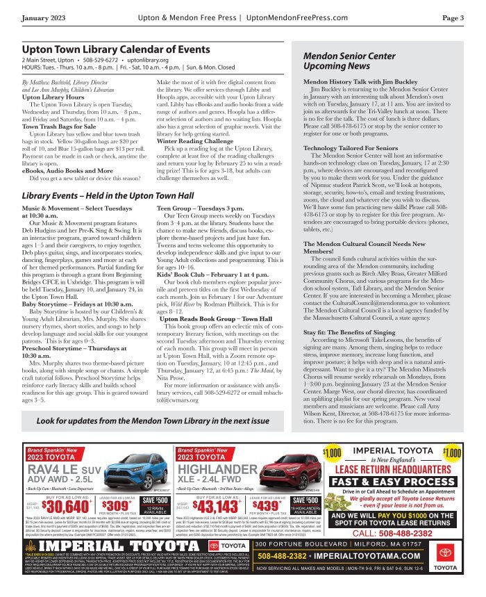 Upton & Mendon Free Press January 2023 | FreePress Upton & Mendon Free Press January 2023 | FreePress