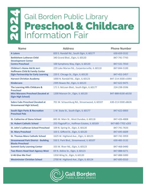 2024 Preschool Childcare Information Fair