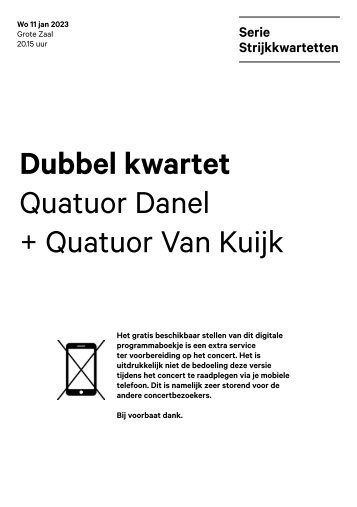 2023 01 11 Dubbel kwartet - Quatuor Danel + Quatuor Van Kuijk