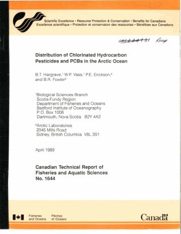 Distribution of Chlorinated Hydrocarbon Pesticides and PCBs in the ...