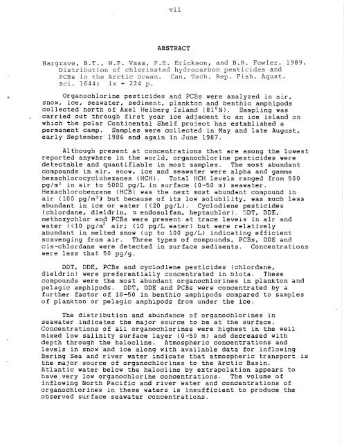 Distribution of Chlorinated Hydrocarbon Pesticides and PCBs in the ...