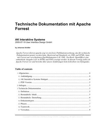 Technische Dokumentation mit Apache Forrest AK ... - GUI Design