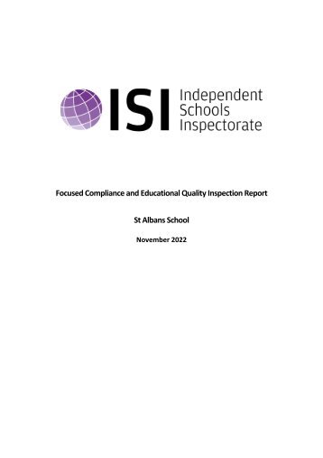 St Albans School - ISI FCI & EQI Report 2022 