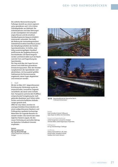Geh- und Radwegbrücken - zeitschrift-brueckenbau Construction ...