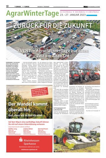 AgrarWinterTage - Eine Sonderveröffentlichung aus dem Zeitungsverlag Schenk (Journal LOKAL - Die lokale Zeitung)