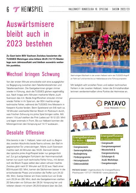 Hallenheft 14.01.2023 TUSSIES Metzingen - VfL Waiblingen