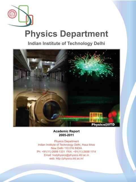 Physics Department Indian Institute of Technology Delhi