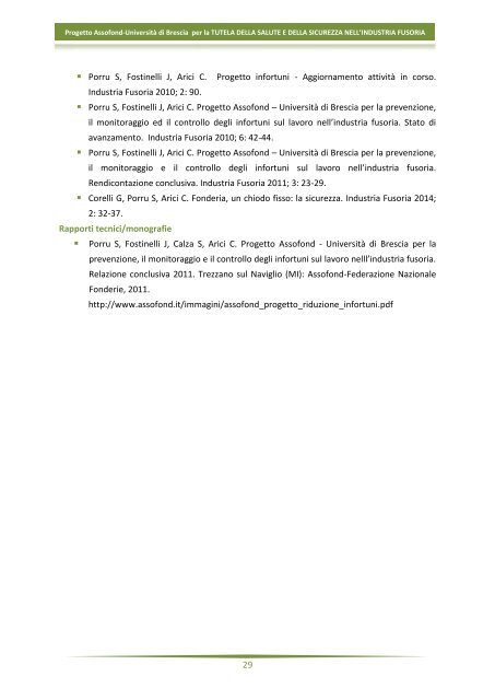 ASSOFOND-UNIBS Relazione conclusiva 2014