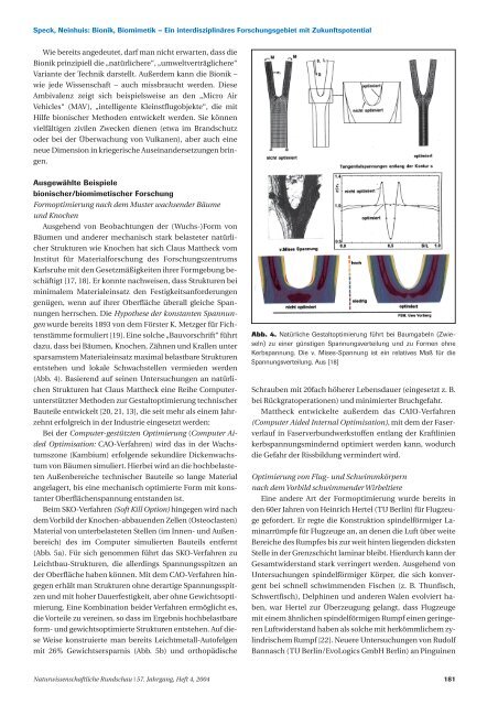 Bionik, Biomimetik - Naturwissenschaftliche Rundschau