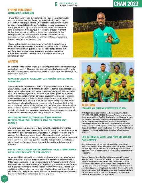 Journal wiwsport n119 - 17 janvier 2023