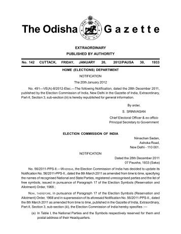 The Odisha G a z e t t e - Government of Orissa