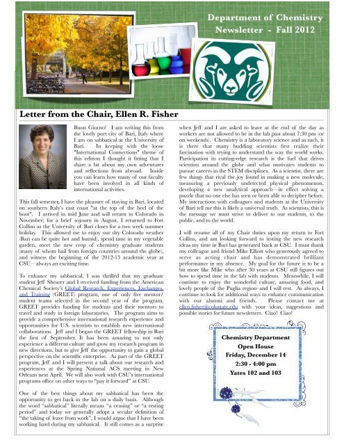 Fall 2012 - Department of Chemistry - Colorado State University
