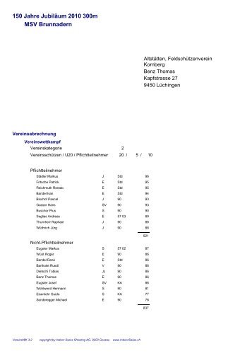 150 Jahre Jubiläum 2010 300m MSV Brunnadern