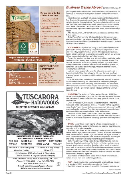 Import:Export Wood Purchasing News - February/March 2018