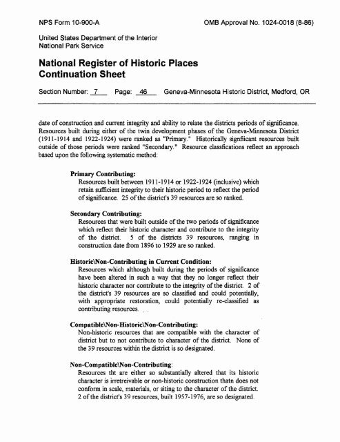 National Register of Historic Places Continuation Sheet