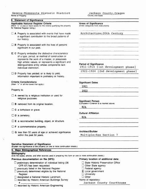 National Register of Historic Places Continuation Sheet