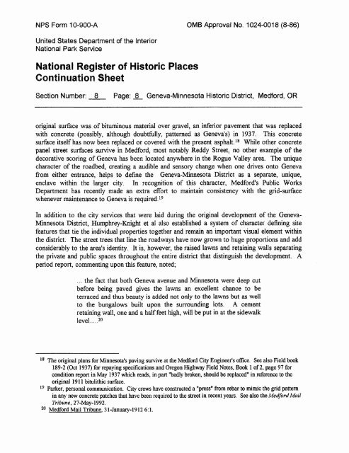 National Register of Historic Places Continuation Sheet