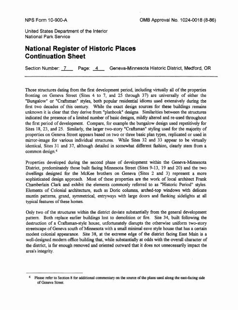 National Register of Historic Places Continuation Sheet